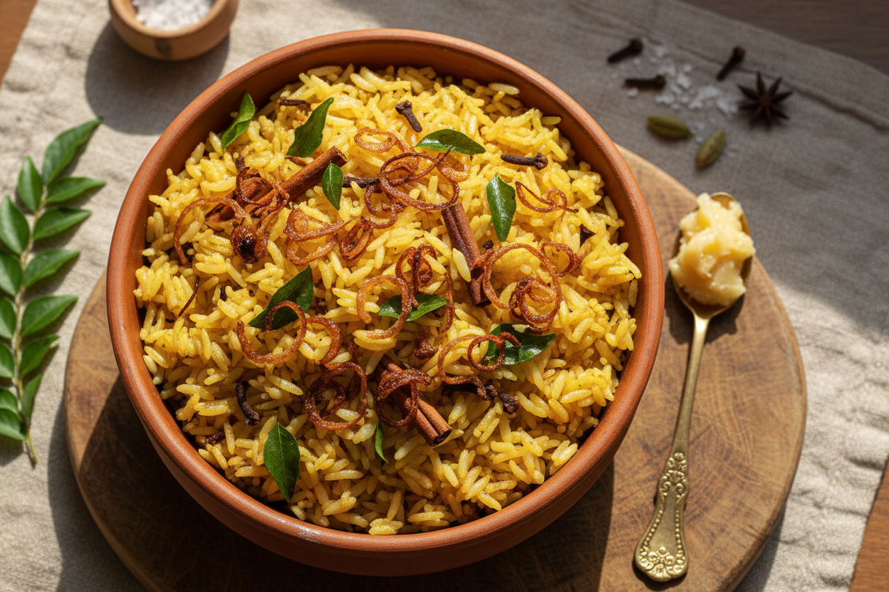 Golden Ghee Rice Recipe | Aromatic, Nourishing & Ready in 20 Minutes