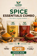 Spice Essentials Combo – Laxmi Organics Organic Turmeric Powder and Kumthi Mirch Powder 500g each, Festive Kitchen Special