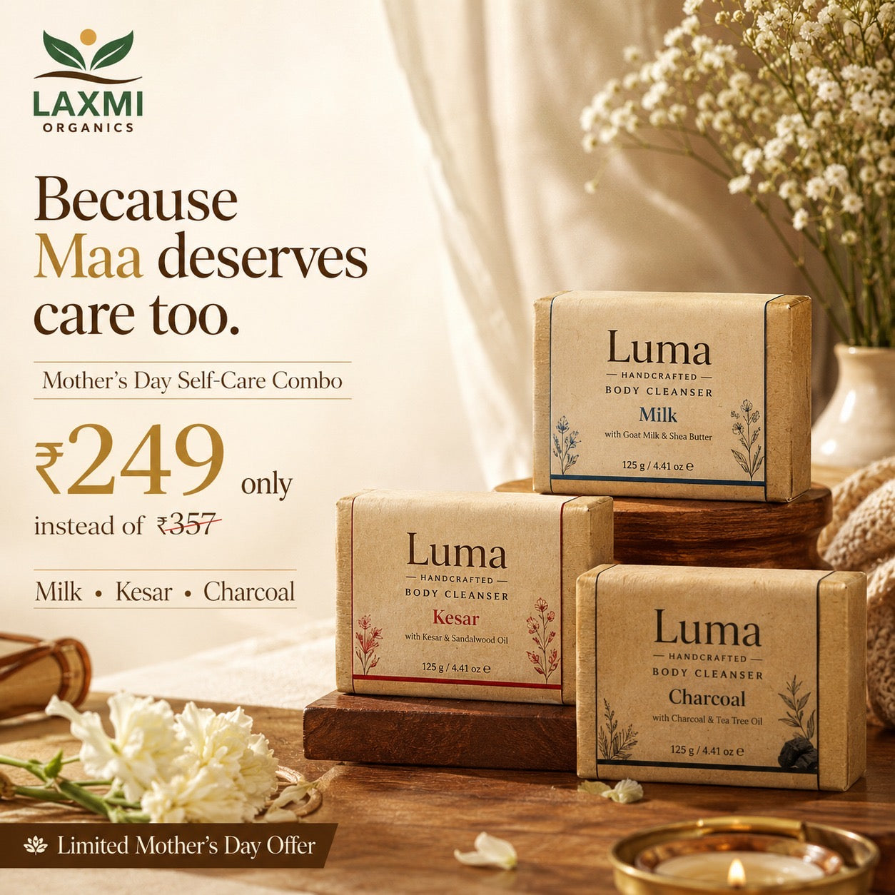 Mother's Day Combo – Luma Milk, Kesar & Charcoal